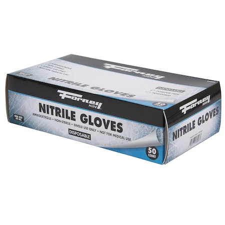 Forney Disposable Gloves, 5 mil Palm, Nitrile, Powdered, L 53406
